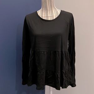 NWT Loft Black Flowy Tiered Top